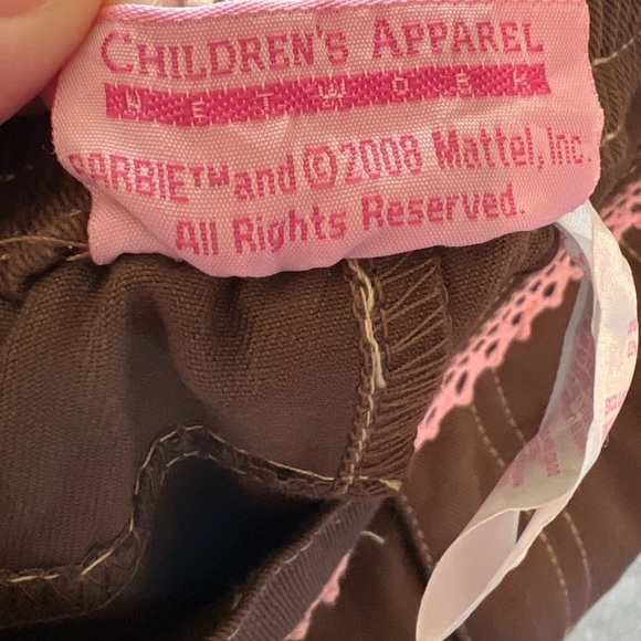 Y2K Barbie Chocolate Brown Kids Shorts with Pink Stitching 2008 2T Girls - Picture 7 of 7